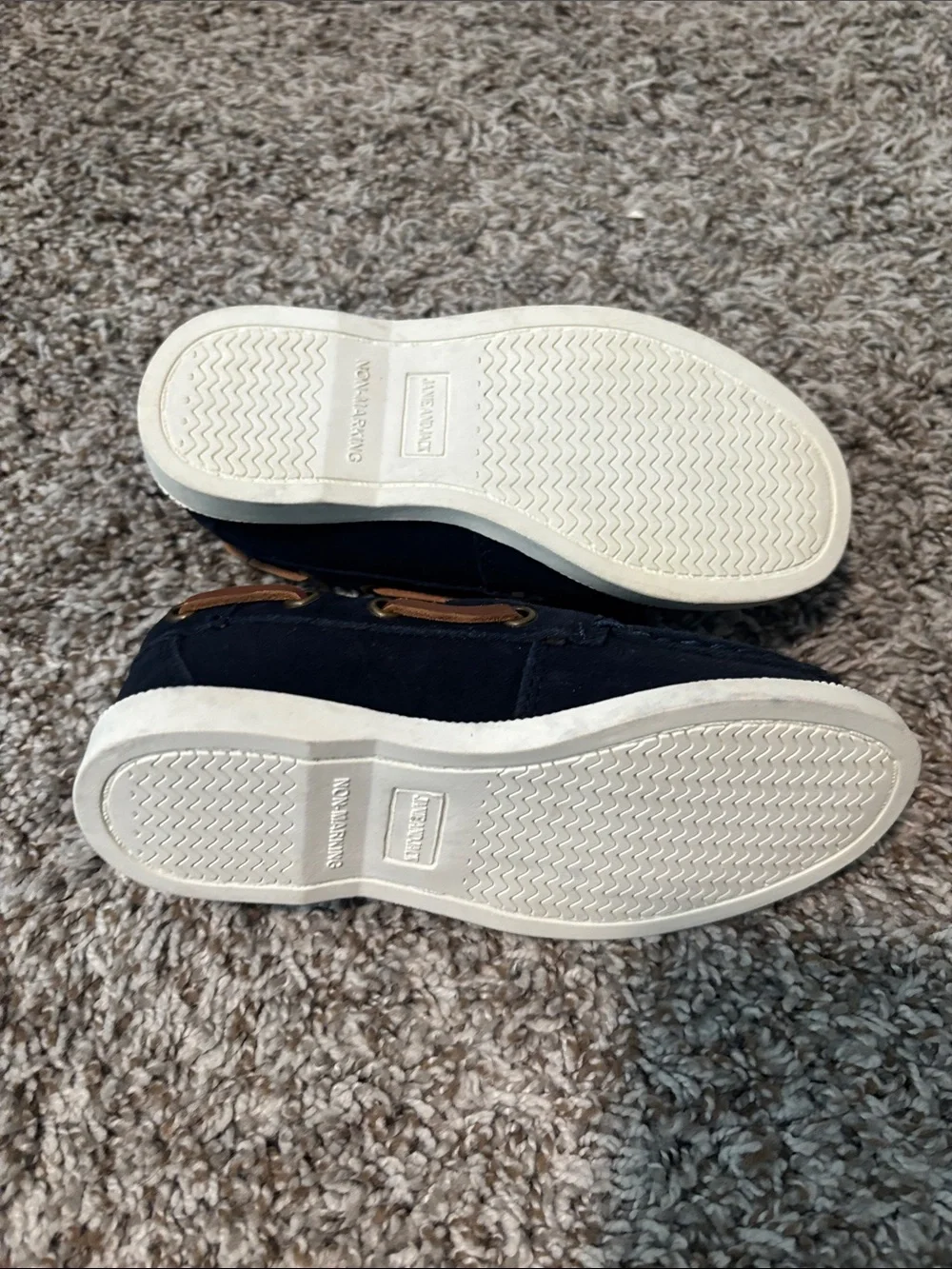 Janie and Jack Navy Blue Boat Shoes with Brown Laces